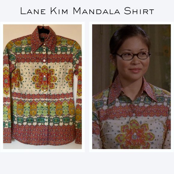 Mandala Print Button Up Shirt ASO Lane Kim - Picture 1 of 5